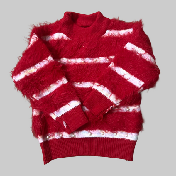 Imported fuzzy knit sweater